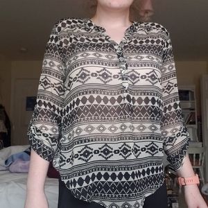 Button Up Aztec Blouse
